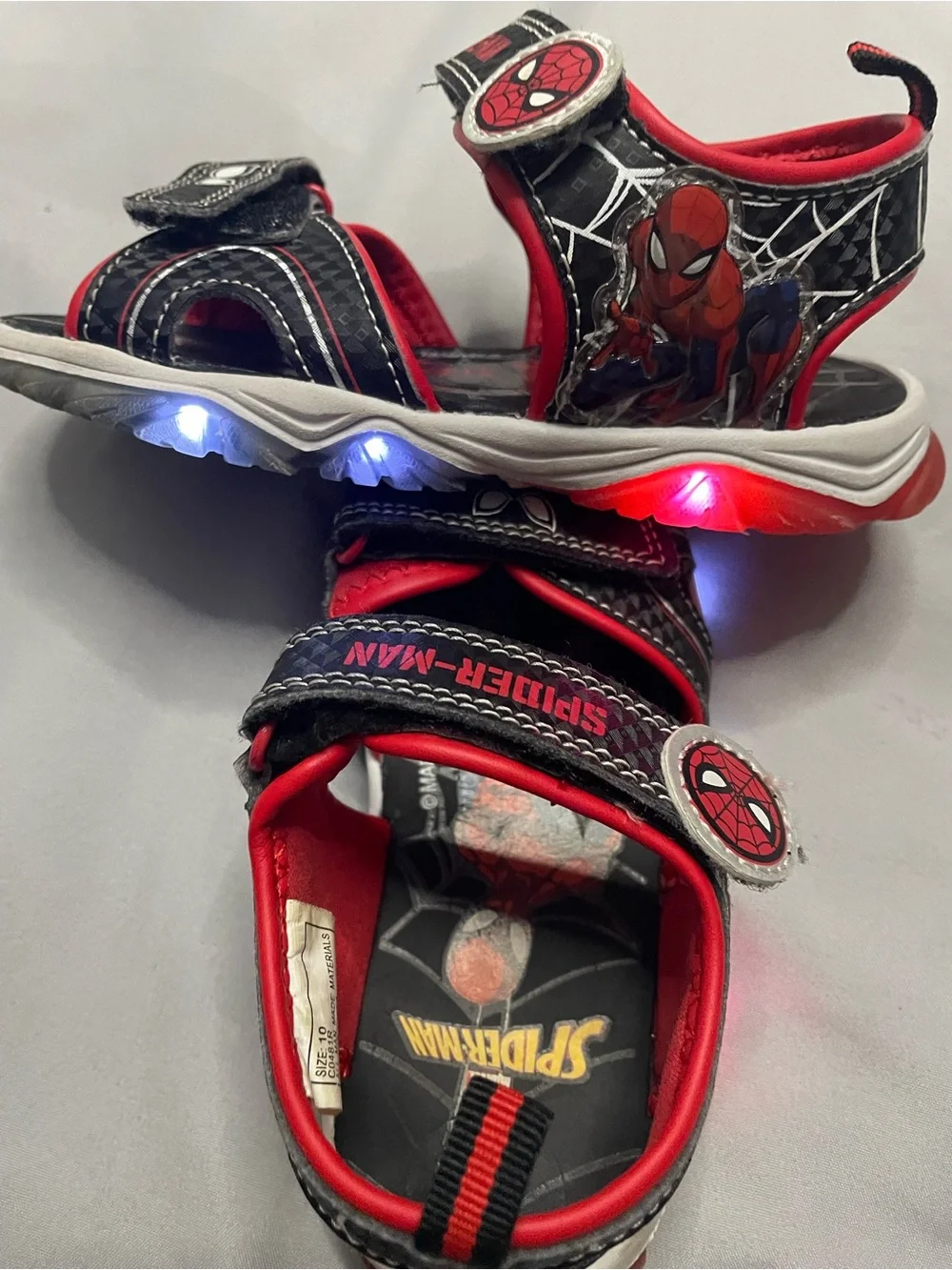 Spiderman Black and Red Kids' Sandals with Web Graphics